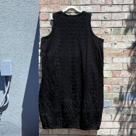 Prisa Lagenlook Artsy Balloon Textured Maxi Dress Oversized Black - Picture 7 of 7